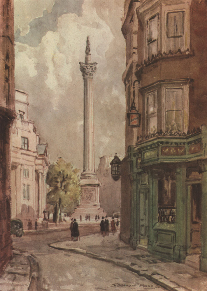 TRAFALGAR SQUARE. Nelson's Column, from the South-West, by S. Dennant Moss 1947